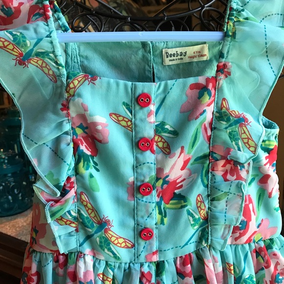 SOLD 🦄 {Beebay, 4} Dragonfly Floral  Dress - Picture 3 of 4